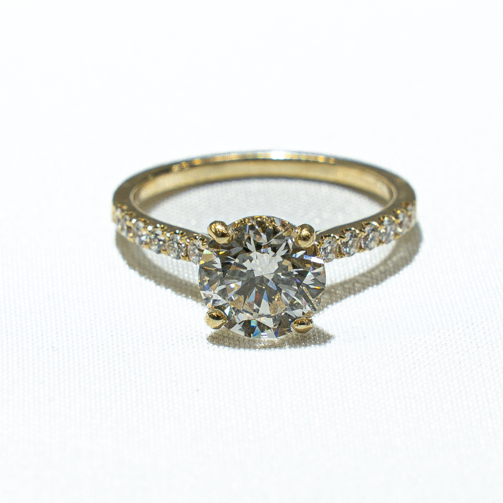 Custom 2ct Lab Diamond VVS2 D Color (Certified) 14k Gold